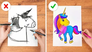 Cool Art Hacks & Drawing Tricks || Funny Art Challenge! Easy Painting Ideas by 123 GO! FOOD