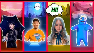 Wednesday Adams VS Mr Beast VS Megan VS Rainbow friends blue  Tiles hop