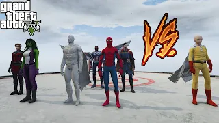 GTA 5 -Saitama (One Punch Man) vs The New Avengers SUPERHERO BATTLE