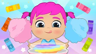 BABIES LILY AND KIRA 🍭🌈 Learn how to cook Cotton candy