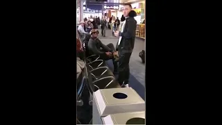 Kamaru Usman confronts Colby Covington at the airport.