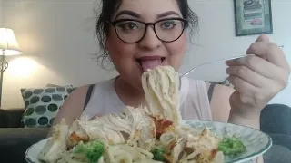 Chicken Fettuccine Parmesan Alfredo Mukbang 🍝