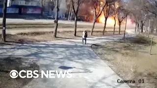 Rocket strike hitting street in Ukraine’s capital, Kyiv, captured on video