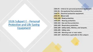 OSHA - 1926 Subpart E - Personal Protective and Life Saving Equipment