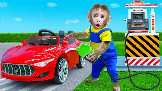 Kiki Monkey pretend play as gas station attendant and get theif | KUDO ANIMAL KIKI