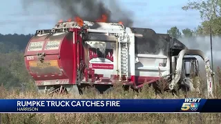 Advertisement Garbage truck fueled by natural gas bursts into flames in Harrison