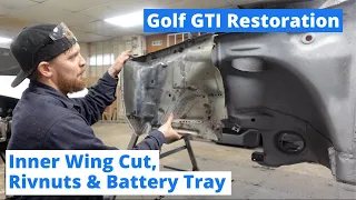 Fitting Inner Wing Cut, Rivnuts & Battery Tray - Golf Episode 28 Volkswagen Mk1 Golf GTI Resto