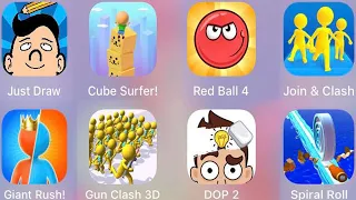 Spiral Roll,Join & Clash,DOP 2,Red ball 4,Cuber Surfer,Just Draw,Giant Rush,Gun Clash 3D