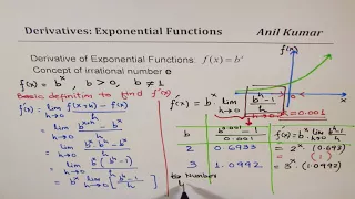 Significance of Derivative of exponential Function e^x from first principle Calculus Foundation