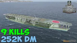 World of WarShips | Kaga | 9 KILLS | 252K Damage - Replay Gameplay 4K 60 fps