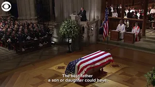 George W. Bush gets emotional speaking about his father