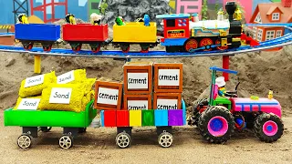 Diy tractor making mini bulldozer Roller Coaster Construction | diy Concrete Train Track | HP Mini