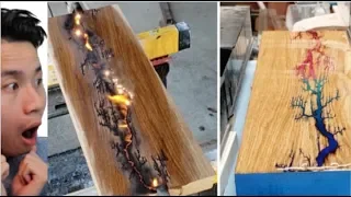 Amazing Epoxy Resin and Wood River Table Using Crayon!
