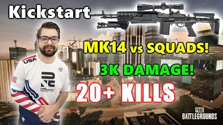 eU Kickstart - 20+ KILLS (3K DAMAGE) - MK14 vs SQUADS! - PUBG