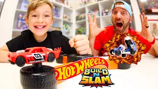 Father & Son PLAY CAR EXPLOSION! / Hot Wheels Build N Slam