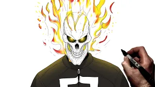 How To Draw Ghost Rider | Step By Step | Marvel