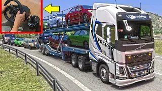 Truck driver Volvo FH16 Globetrotter 750 XXL REALISTIC DRIVING | Steering wheel + Shifter | ETS2