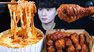 ASMR SPICY TTEOKBOKKI & FRIED CHICKEN EATING SOUNDS MUKBANG 떡볶이 치킨 먹방ASMR MUKBANG |SUB|