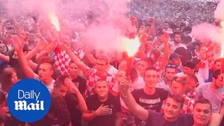 Croatia fans celebrate after they defeat Denmark on penalties