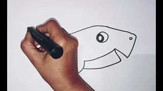 How to draw cute and easy Baby Shark | Easy Drawing, Painting and Coloring for Kids & Toddlers