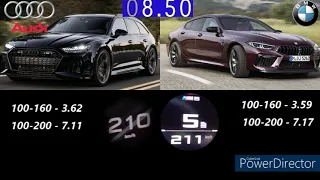 AUDI RS6 PERFORMANCE 630PS VS BMW M8 COMPETITION GRAN COUPE 625PS ACCELERATION 100-290KM/H