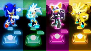 Sonic vs Silver Sonic vs Rouge The Bat vs Super Silver Sonic - Tiles Hop!