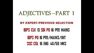 ADJECTIVES 1 English Grammar Full Course SSC CGL CPO CHSL BANK PO 2019