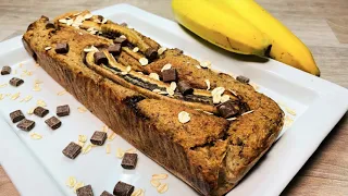 Bananenbrot,  ohne Zucker, ohne Mehl und Öl mit Haferflocken, vegan so saftig und schnell zubereitet