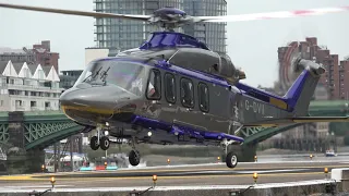 G-DVII AW139 ARRIVING AND DEPARTING LONDON BATTERSEA HELIPORT 23-6