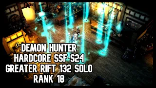 Diablo 3 Demon Hunter Greater Rift 132 HC Solo [ HC SSF ] S24