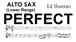 Perfect by Ed Sheeran Alto Sax LOWER RANGE Sheet Music Backing Track Play Along Partitura