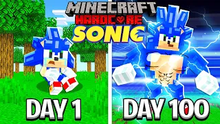 Baby Shark - I Survived 100 DAYS as SONIC in HARDCORE Minecraft - Animation!