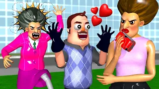 Miss T and Hello Neighbor with Ice Cream 3 + More Scary Teacher 3D Coffin Dance Compilation