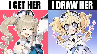 DRAWING EVERY GENSHIN CHARACTER I GET [gacha art challenge]