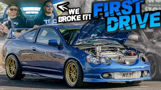 AWD Acura RSX Build - FIRST DRIVE with TURBO FWD K20! (507whp Stock Motor & Trans) - Ep.5