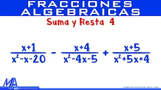 Suma y resta de fracciones algebraicas | Ejemplo 4