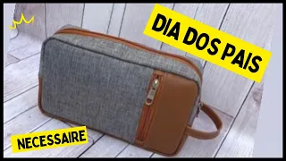 Necessaire para o dia dos pais I Como fazer necessarie com bolso frontal I Necessarie no sintético