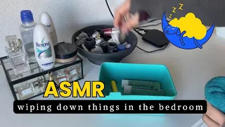 ASMR no talking sounds of cleaning and wiping down things dusting spraying on top cabinet 💤