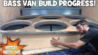 BASS VAN Build Progress w/ Custom REAR WALL for 12 18" Subwoofers! EXOs INSANE Car Audio Box Install