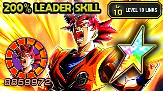 200% LEADER SKILL! LR SUPER SAIYAN GOD GOKU LEVEL 10 LINKS! Dragon Ball Z Dokkan Battle