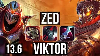 ZED vs VIKTOR (MID) | Quadra, 1300+ games, 1.5M mastery, Dominating | KR Grandmaster | 13.6