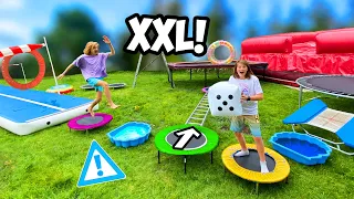 RIESEN TRAMPOLIN BRETTSPIEL Challenge 2! (Wer muss in den POOL?)