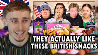 Brit Reacting to American Highschoolers try British Snacks for the first time!