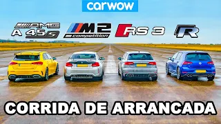 AMG A45S x BMW M2 x Audi RS3 x VW Golf R: CORRIDA DE ARRANCADA