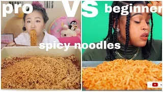 beginner vs pros:spicy noodles 🔥