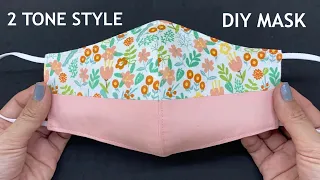 New Design!! Diy Breathable Face Mask 2 Tone Style Easy Pattern From Dish Sewing Tutorial At Home |