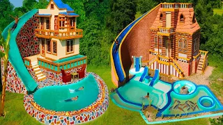 Amazing! Build Top 2 Villa House, Water Slide & Swimming Pool For Entertainment Place In The 🌳🌴