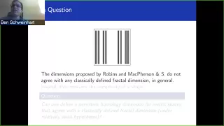 Benjamin Schweinhart (4/3/18): Persistent homology and the upper box dimension