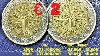 2 euros France 2000 2001 la monnaie FR 171.120.000