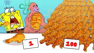 1 VS 100 LAYERS FOOD CHALLENGE! 100 LAYERS FOOD | Mukbang Spongebob Animation